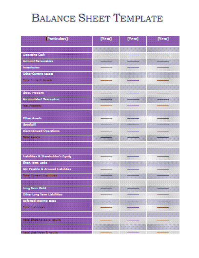 Balance sheet template