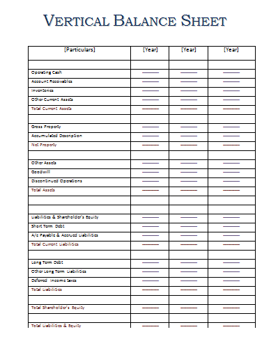 Balance sheet template