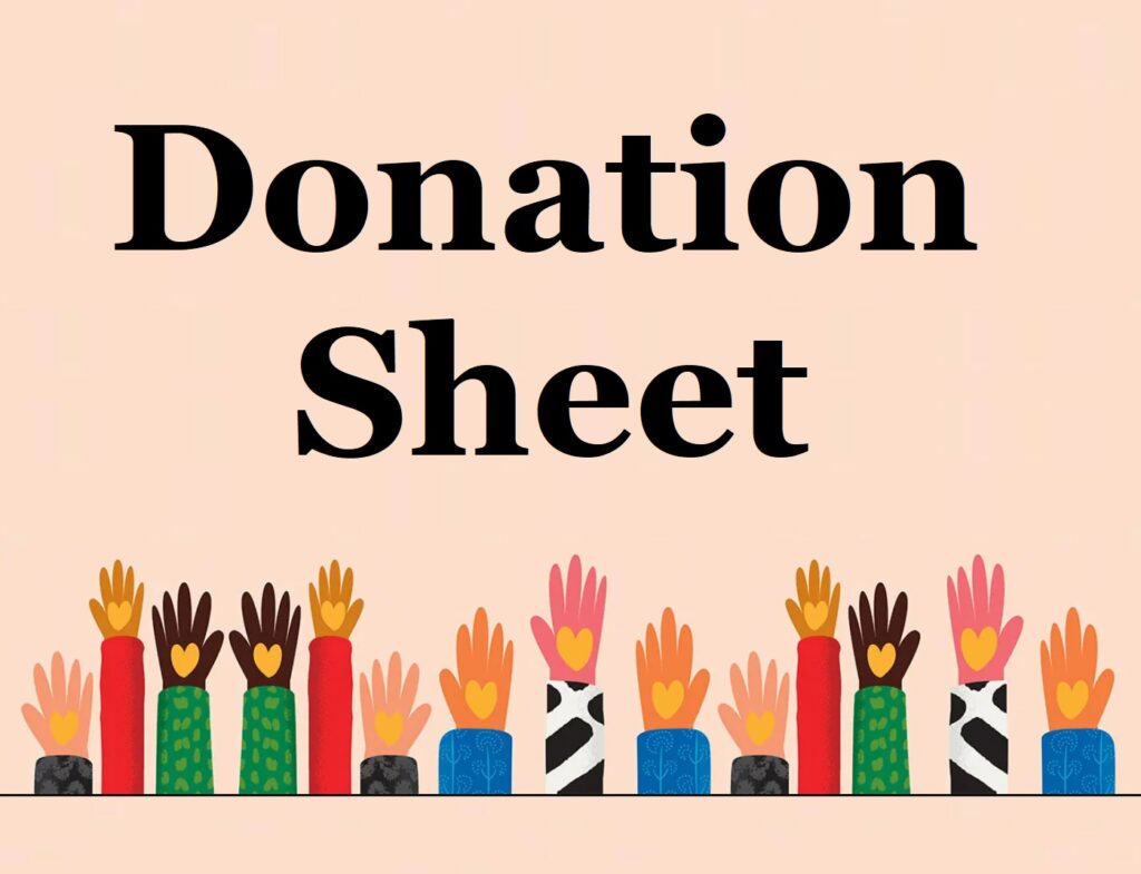 donation sheet Free Sheet Templates donation sheet Free Sheet Templates